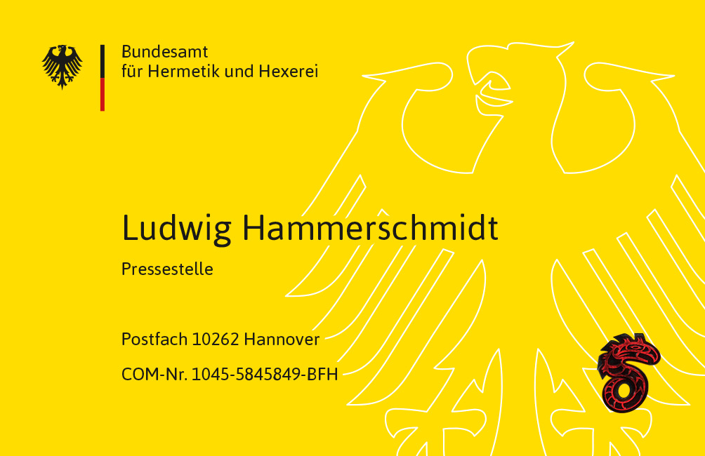 Visitenkarte Ludwig Hammerschmidt, Bundesamt für Hermetik und Hexerei