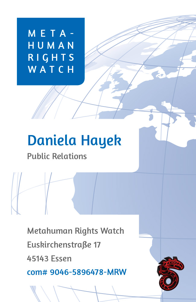 Visitenkarte Daniela Hayek, Metahuman Rights Watch